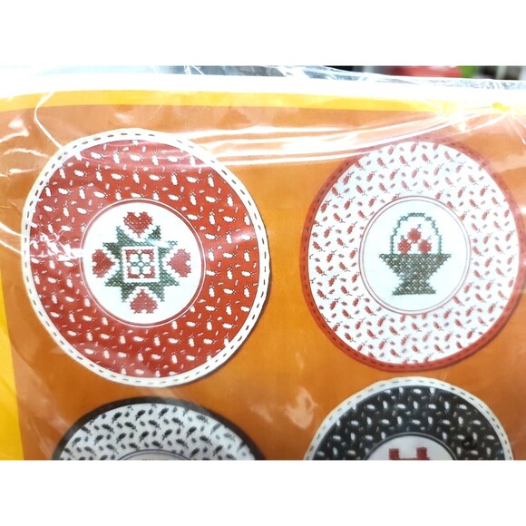 VTG NEW Creative Circle #2308 Calico Jar Toppers - Stamped Cross Stitch Kit - Picture 2 of 8